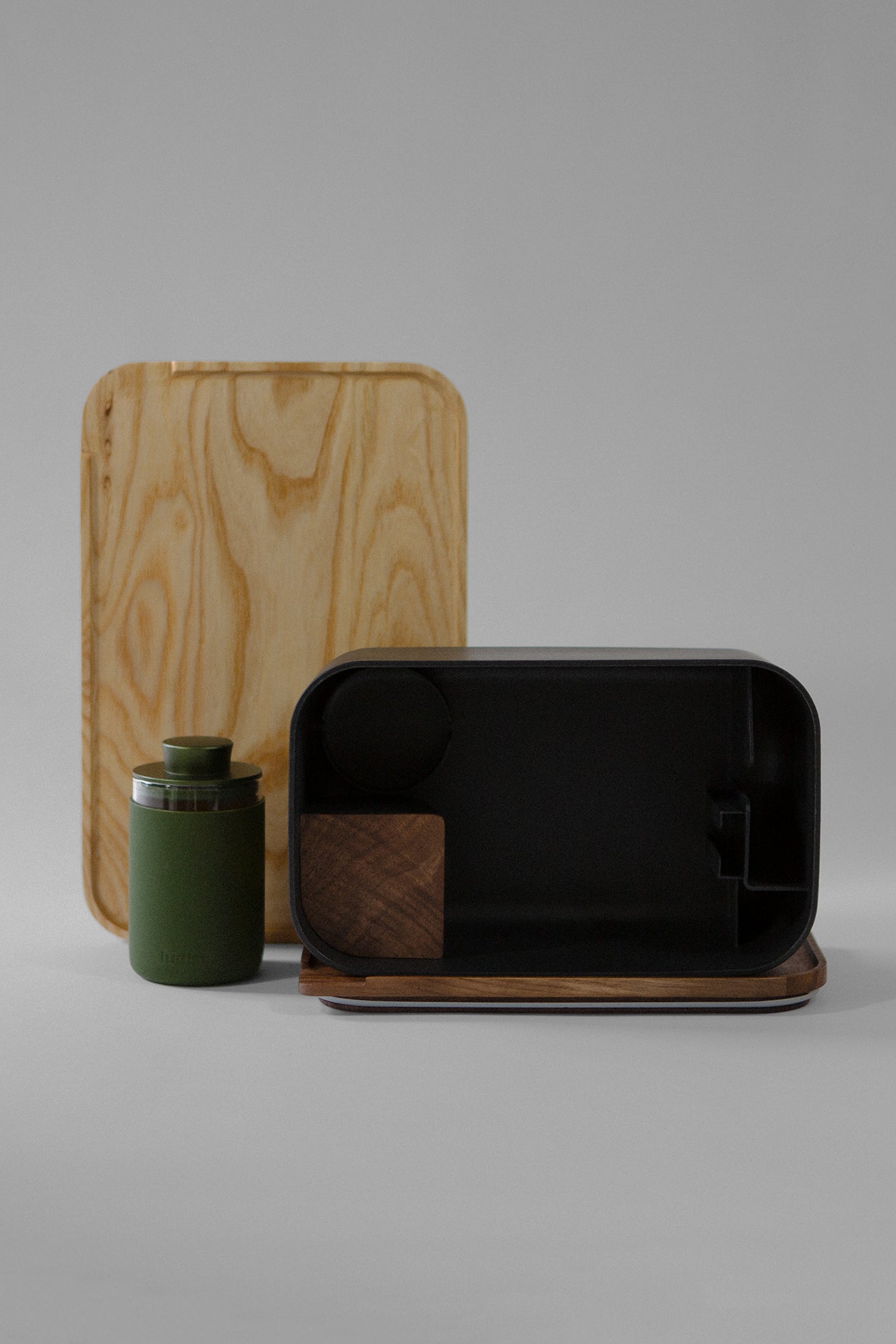 Ludist Trio in Blackout — Stash Box, Stash Jar and Rolling Tray set