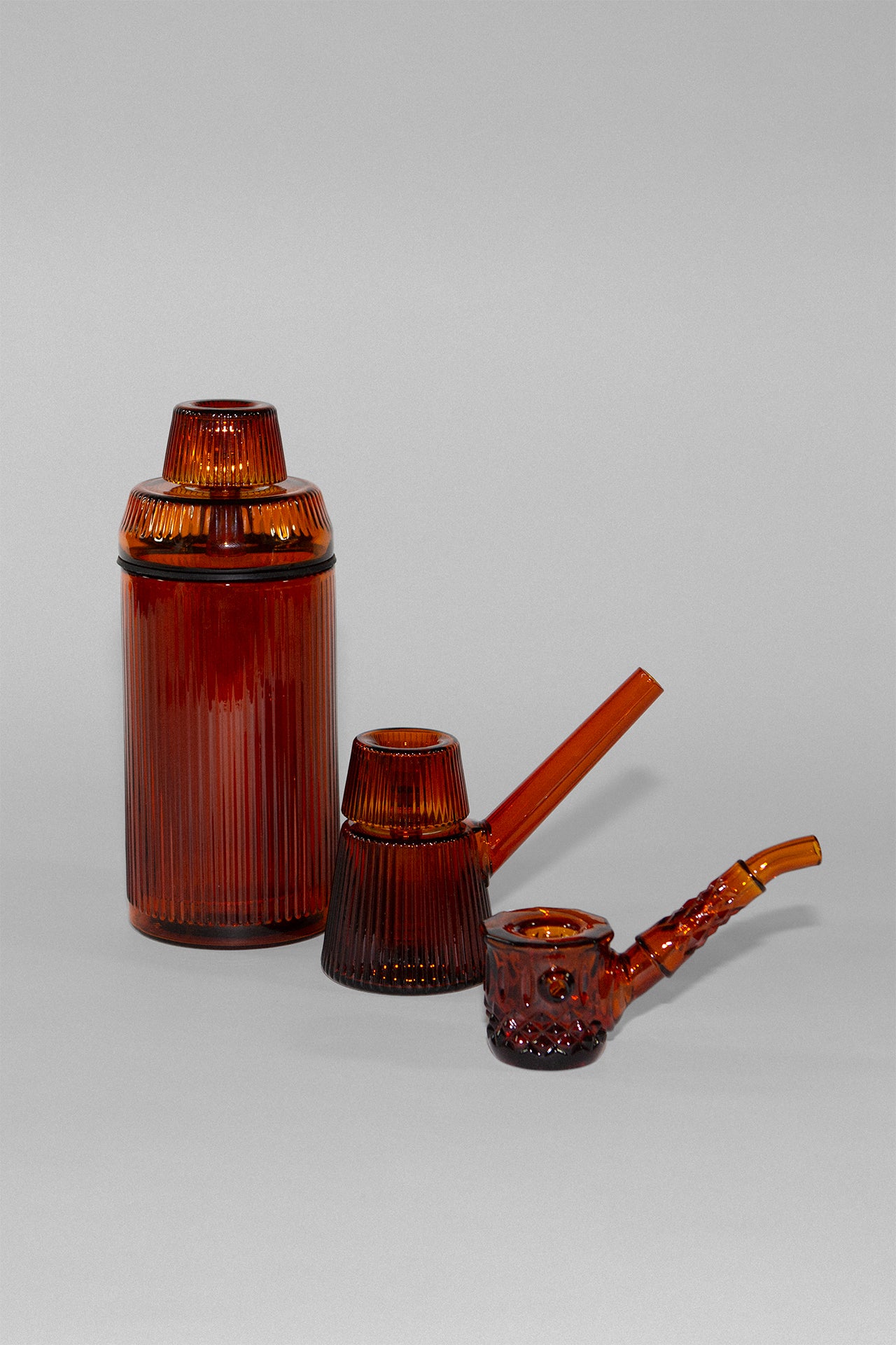 NWTN Trio in Baltic Amber — three-piece hand-blown glass set