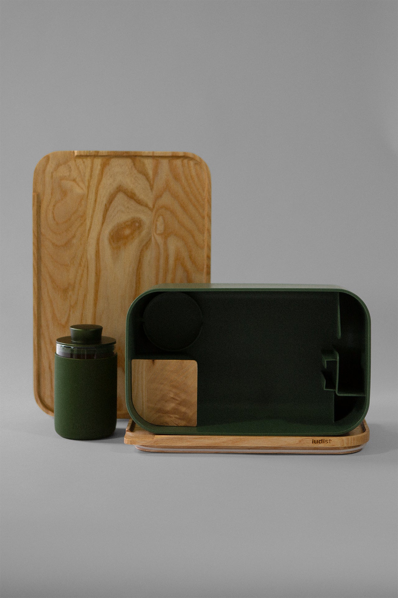 Ludist Trio in Jungle — Stash Box, Stash Jar and Rolling Tray