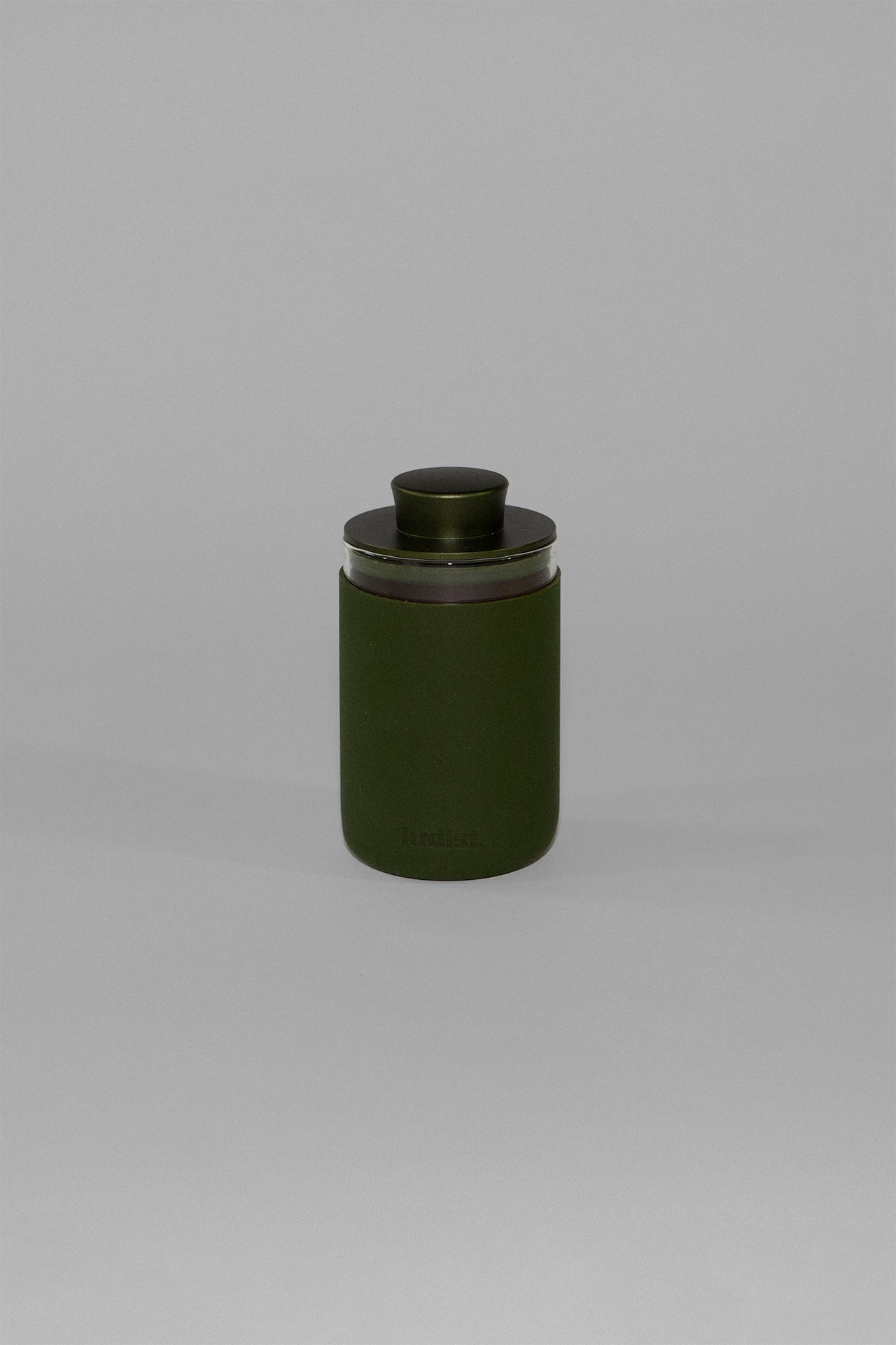 Ludist Stash Jar in Jungle, airtight glass jar with silicone sleeve